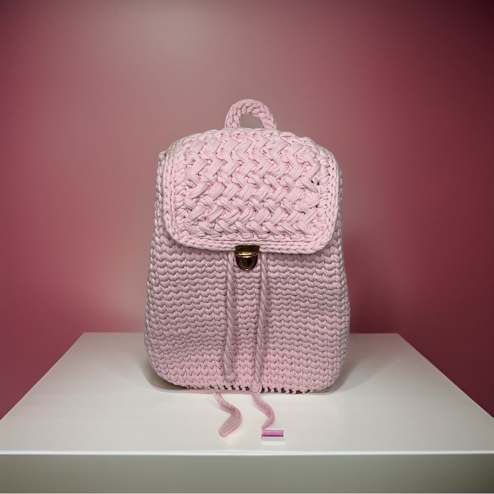 Pink Crochet Backpack - Picture 3 of 5